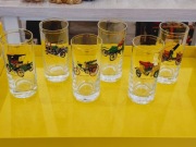 Szklanki PRL stare samochody auta złoty rant 6szt