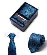 KRAWAT męski POSZETKA  + SPINKI  + PUDEŁKO