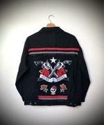 Kurtka Jeansowa Oversize 36 38 S/M Handmade Guns and Roses róże naszywki