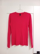 różowy malinowy sweterek w serek z dekoltem V 36S damski cieply bluzka