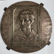 Plakieta brąz śr. 27,5 cm J. Słowacki Leon Szatzsznajder ca. 1920-30