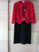 GREGOR nowa czerwono czarna sukienka z żakietem roz.48