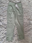 Nowe zara miętowe spodnie z materiału S/36 wysoki stan