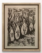 Oryginalny linoryt "Jak stare drzewa" z certyfikatem autentyczności i sygn.