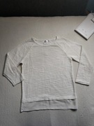 Biała bluzka / cienki sweterek z ozdobnym dołem dziewczęca okrągły dekolt