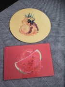 2 szklane deski, szklana deska arbuz 30x20 ananas - użyte 2 krotnie