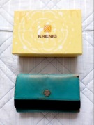 Turkusowy portfel Krenig skórzany