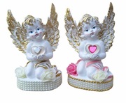 ZNICZ PIĘKNY ANIOŁ 21cm + 7 LED KOLORY SERCA OZDOBA DEKORACJA GRÓB 