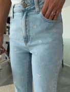 Spodnie jeansy 38 M kwiaty zara by me h&m mom fit