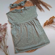 Zestaw komplet sukienka opaska zielona w kwiatki kwiaty floral hm h&M 92 