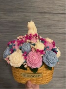 Wyjątkowy Kosz Kwiatowy ze Świec – Rękodzieło / Prezent / Wielkanoc