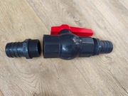 Plastikowy zawór kulkowy  z przyłączami do węża. 