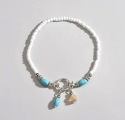 Bransoletka na nogę z koralików na gumce Ivory