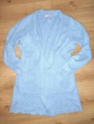 Błękitny długi sweter z kieszeniami kardigan rozmiar XL