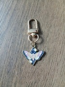 Brelok, zawieszka z granatowo-różowym motylem, ćmą