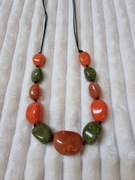 Naszyjnik korale brązowy zielony pomarańczowy 