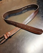 Pasek skórzany Gino Rossi Made in Poland, perforowany zdobiony