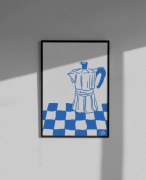 Plakat A3 Niebieska kawiarenka vintage