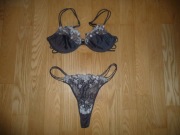 KOMPLET BIELIZNY BIUSTONOSZ 75B + STRINGI 38/40 KORONKA SEXY BDB