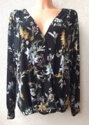 Oasis Duża Elastyczna Bluzka Kopertowa w Kwiaty Rozmiar L/40