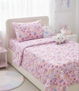 Pościel dziecięca w tęcze jednorożce różowa 140x200 Bawełna