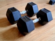 Sztangielki Hantle Heksagonalne Profesjonalne Hex Gumowane 2x22,5 kg 