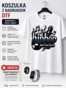Stylowa męska koszulka z nadrukiem  klimacie hip-hop+ GRATIS Smart Bracelet