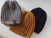 Ciepła czapka ściegiem angielskim WEŁNA na drutach