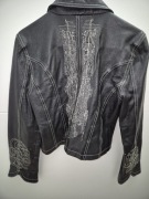 Kurtka skóra naturalna miękka z haftem i metalową sprzączką 