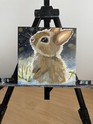 Obraz olejny maleńki Zajączek