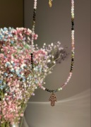 Turmalin naszyjnik ombre talizman amulet boho hamsa