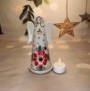 Lampion ceramiczny Bolesławiec anioł 15,5 cm ceramika Bolesławiec 
