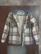 Ciepła kurtka koszulowa w kratę z kapturem Reserved, rozmiar 152 cm