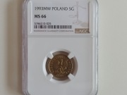 Moneta 5 gr. 1993 r.MS 66. Niski 