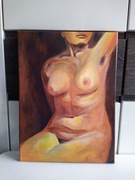 Akt ,,Odkryta", olej na płótnie, 30 x 40 cm