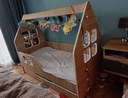 Łóżko dziecięce domek sonoma+ materac 140x70