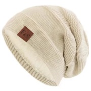 Luźna czapka zimowa Unisex z podszewką imitującą futerko, typu Beanie