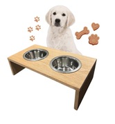 Stojak na dwie miski dla dużego psa dąb (L) 2x0,7L