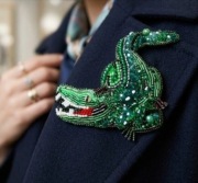 Ręcznie wykonana broszka Krokodyl- elegancka i unikatowa