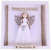 Pamiątka Pierwszej Komunii Świętej Ramka 3D Anioł Stróż Rękodzieło Prezent