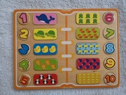 Puzzle drewniana układanka gra nauka liczenia angielskiego jak nowa