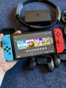 Nintendo SWITCH Neon Oled 64GB + Gry + Ring + Akcesoria + Etui ZESTAW