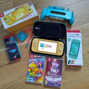 Nintendo Switch Lite  Etui Grip zółty ładowarka 