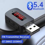 Transmitter nadajnik FM Bluetooth 5.4 zasilany z USB mikrofon rozmowy