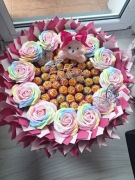 Bukiet z róż mydlanych i lizaków 