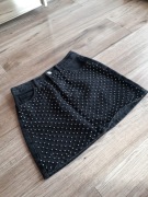 Czarna spódniczka jeansowa z ozdobną siateczką z cyrkoniami Top Shop XS 34