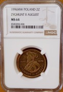 2 złote Zygmunt II August 1996 ngc ms64