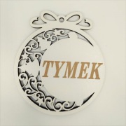 Duża bombka drewniana imienna firmowa