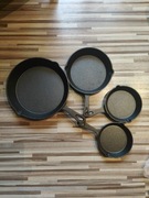 Komplet nowych patelni żeliwnych