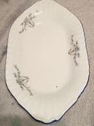 Półmisek w niebieskie kwiaty z niebieską lamówką Chodzież ok.24,5cm